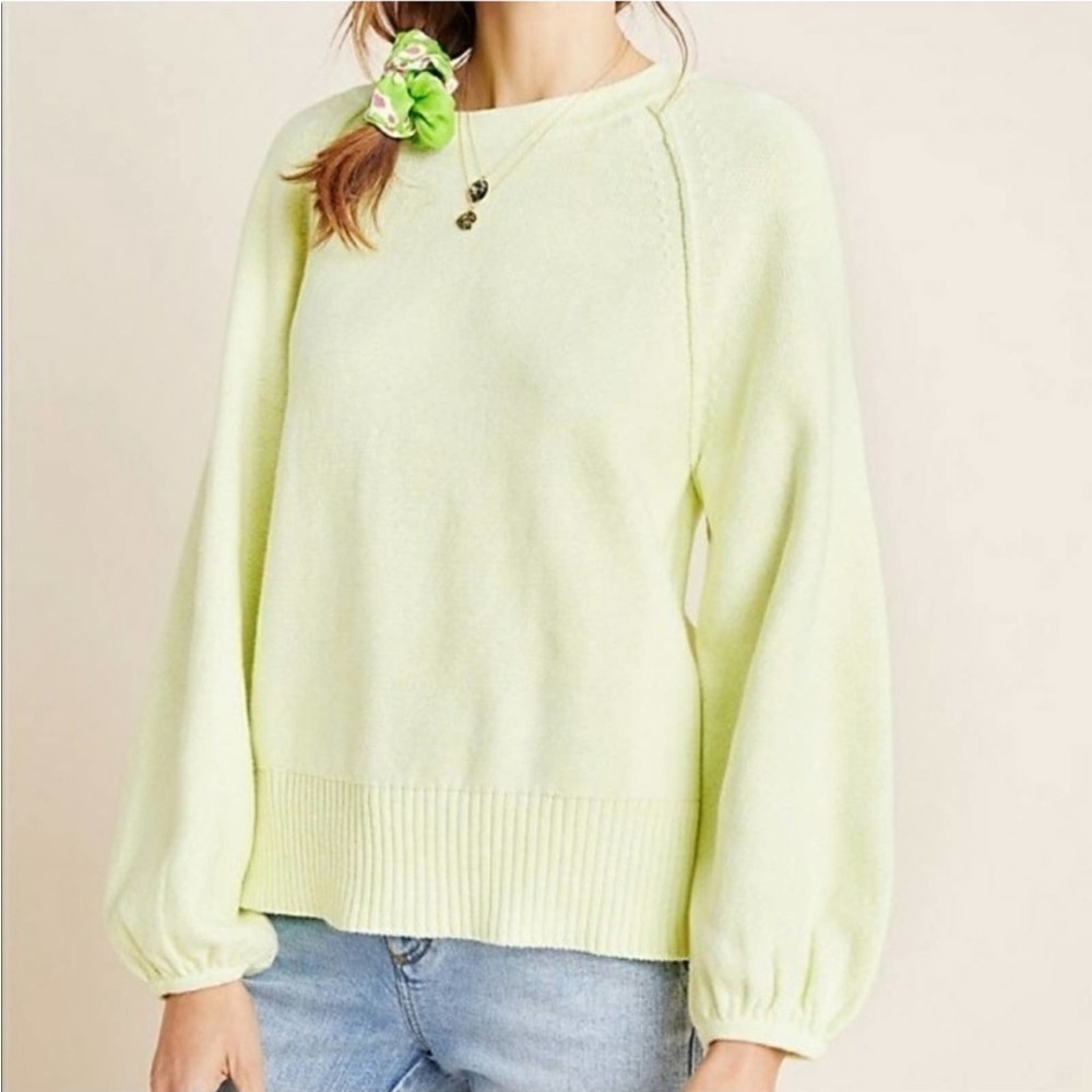 Anthropologie Emily Cotton Sweater Tie at Neck Back